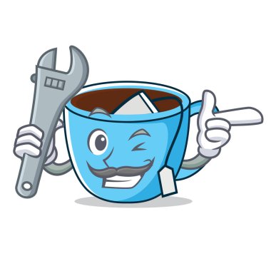 Mekanik çay Kupası maskotu çizgi film