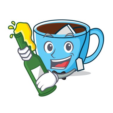 Bira çay Kupası maskotu karikatür ile