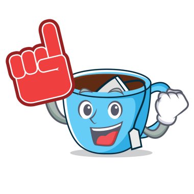 Köpük parmak çay Kupası maskotu çizgi film