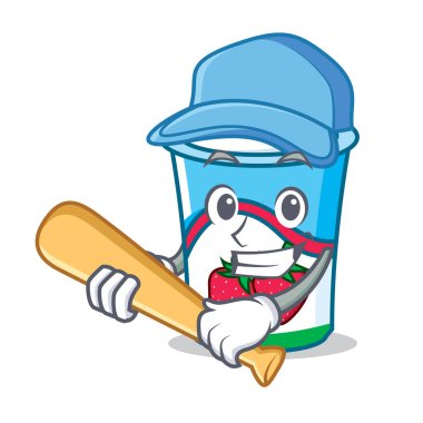 Oyun beysbol yoğurt karakter karikatür tarzı