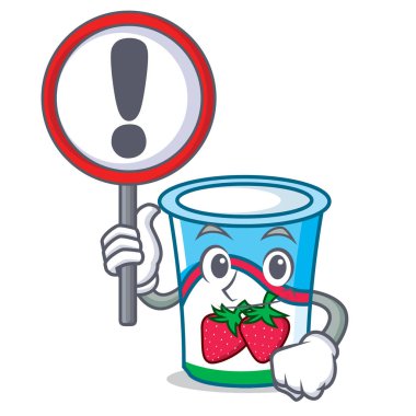 İşareti yoğurt karakter karikatür tarzı ile