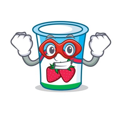 Süper kahraman yoğurt karakter karikatür tarzı