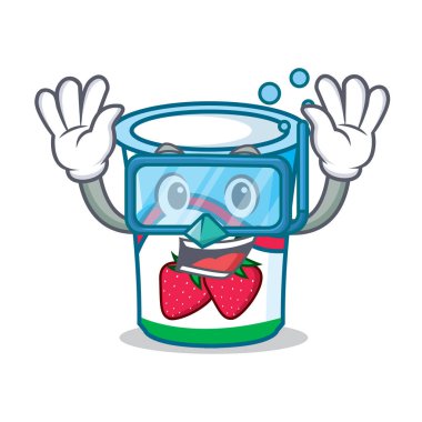 Dalış yoğurt karakter karikatür tarzı