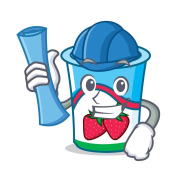 Mimar yoğurt karakter karikatür tarzı