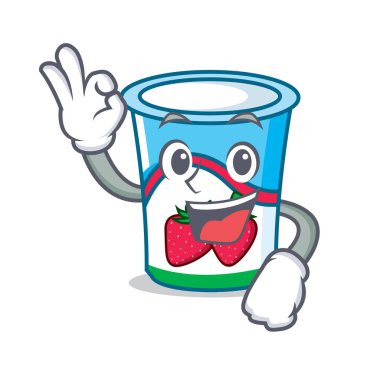 Yoğurt karakter karikatür tarzı Tamam