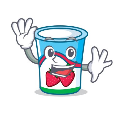 Yoğurt karakter karikatür tarzı sallayarak