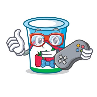 Oyun yoğurt maskot karikatür tarzı
