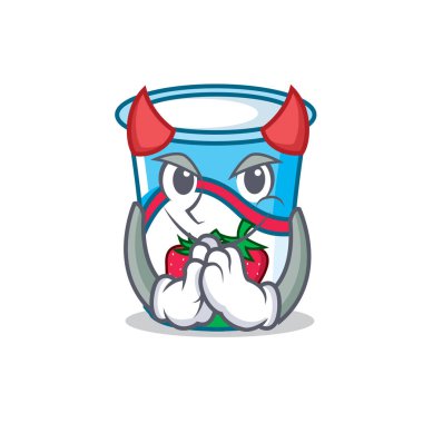Şeytan yoğurt maskot karikatür tarzı