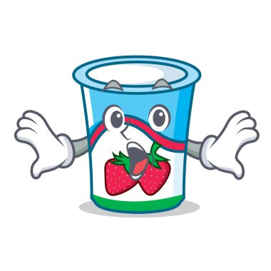 Sürpriz yoğurt maskot karikatür tarzı