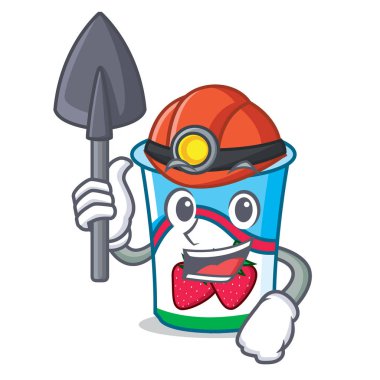 Madenci yoğurt maskot karikatür tarzı