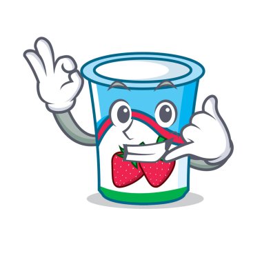 Beni yoğurt maskot karikatür tarzı ara