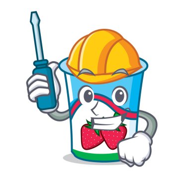 Otomotiv yoğurt maskot karikatür tarzı