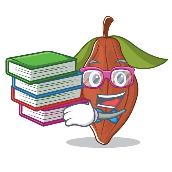 Öğrenci kitap kakao bean maskot karikatür ile