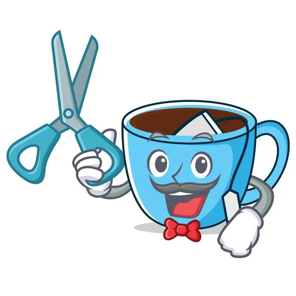 Κουρέας τσάι Κύπελλο χαρακτήρα κινουμένων σχεδίων — Διανυσματικό Αρχείο