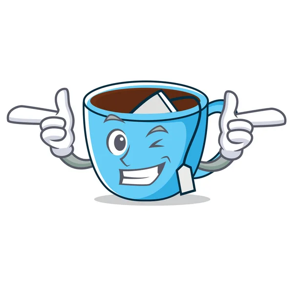 Wink tea cup character cartoon — Stock Vector