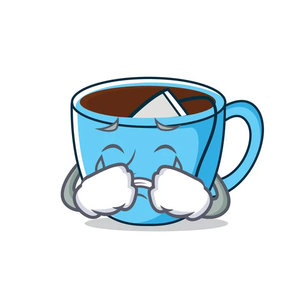 Weinen Tee Tasse Maskottchen Karikatur — Stockvektor