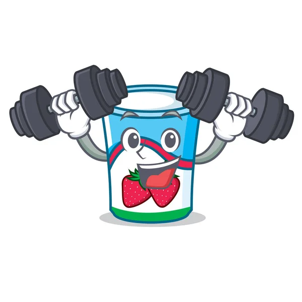 Stylu cartoon charakter jogurt fitness — Wektor stockowy