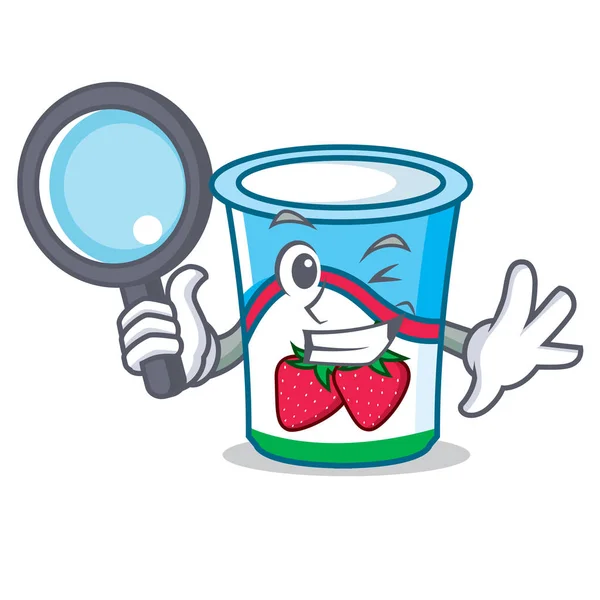 Detective yogurt character cartoon style — Stock Vector