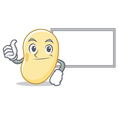 Başparmak yukarıya kurulu soya fasulyesi karakter karikatür ile