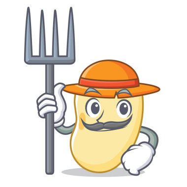 Çiftçi soya fasulyesi karakter karikatür