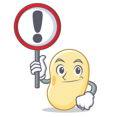 İşareti soya fasulyesi karakter karikatür ile