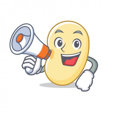 Megafon soya fasulyesi karakter karikatür ile