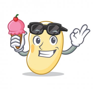 Dondurma soya fasulyesi karakter karikatür ile