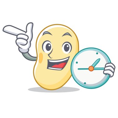 Saat soya fasulyesi karakter karikatür ile