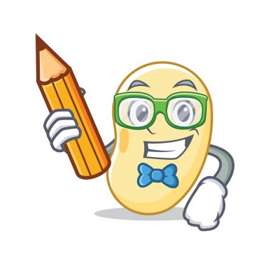 Öğrenci soya fasulyesi karakter karikatür