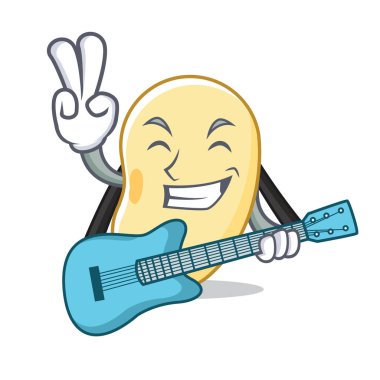 Gitar soya fasulyesi maskot karikatür ile