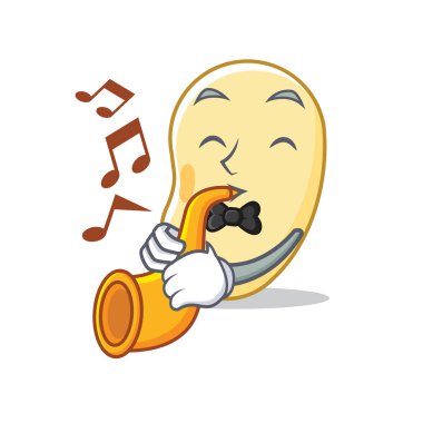 Trompet soya fasulyesi maskot karikatür ile