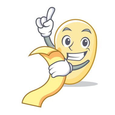 Menü soya fasulyesi maskot karikatür ile