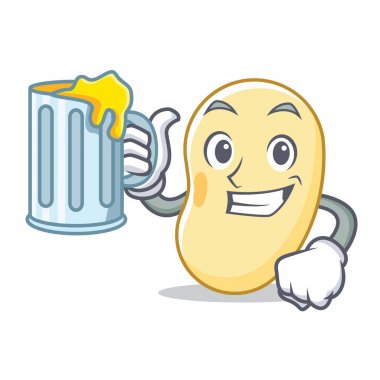 Suyu soya fasulyesi maskot karikatür ile