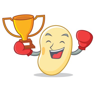 Boks şampiyonu soya fasulyesi maskot çizgi film