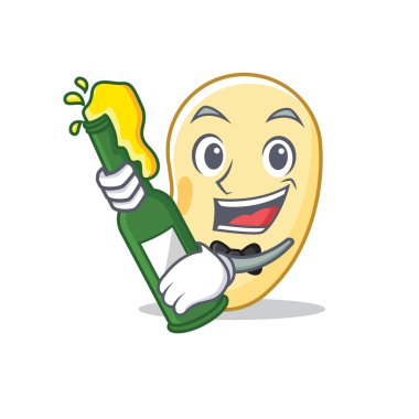 Bira soya fasulyesi maskot karikatür ile