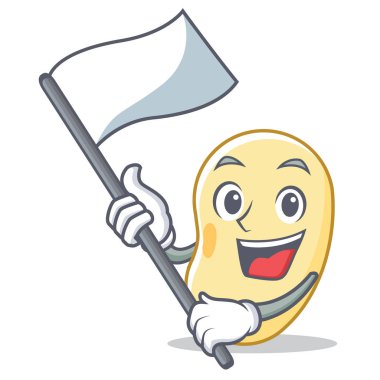 Bayrak soya fasulyesi maskot karikatür ile