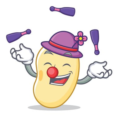 Soya fasulyesi maskot karikatür hokkabazlık