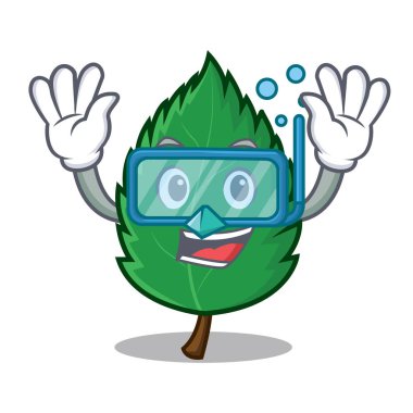 Karakter karikatür dalış nane yaprakları