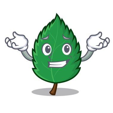 Karakter karikatür sırıtan nane yaprakları