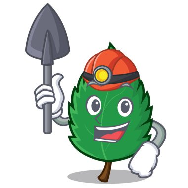 Maskot karikatür madenci nane yaprakları