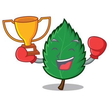 Boks şampiyonu nane yaprakları maskot çizgi film