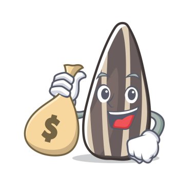 Para çantası ayçiçeği tohumu karakter karikatür ile