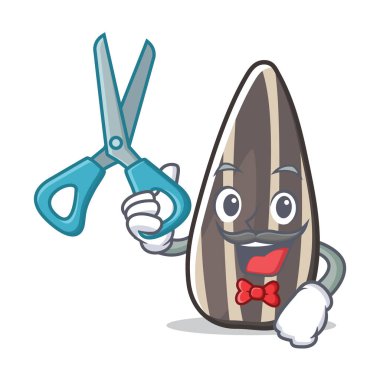 Ayçiçeği tohumu karakter karikatür berber