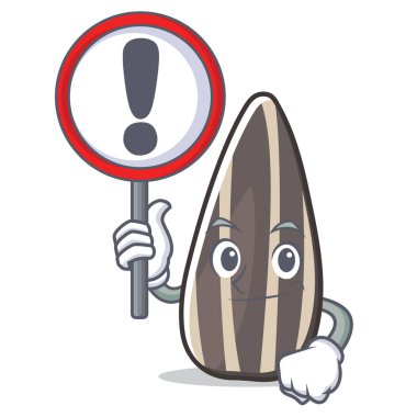 İşareti ayçiçeği tohumu karakter karikatür ile