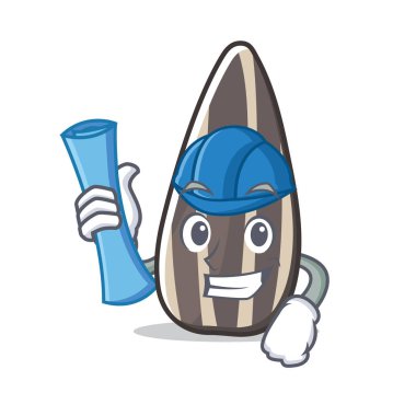 Mimar ayçiçeği tohumu karakter karikatür