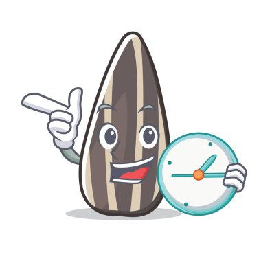 Saat ayçiçeği tohumu karakter karikatür ile