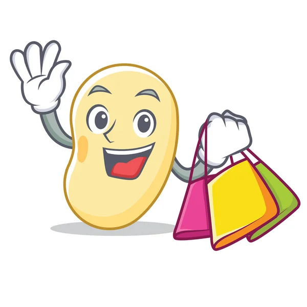 Shopping Sojabohne Charakter Cartoon — Stockvektor