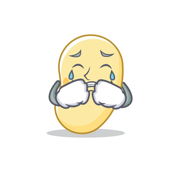 Soya fasulyesi maskot karikatür ağlıyor — Stok Vektör