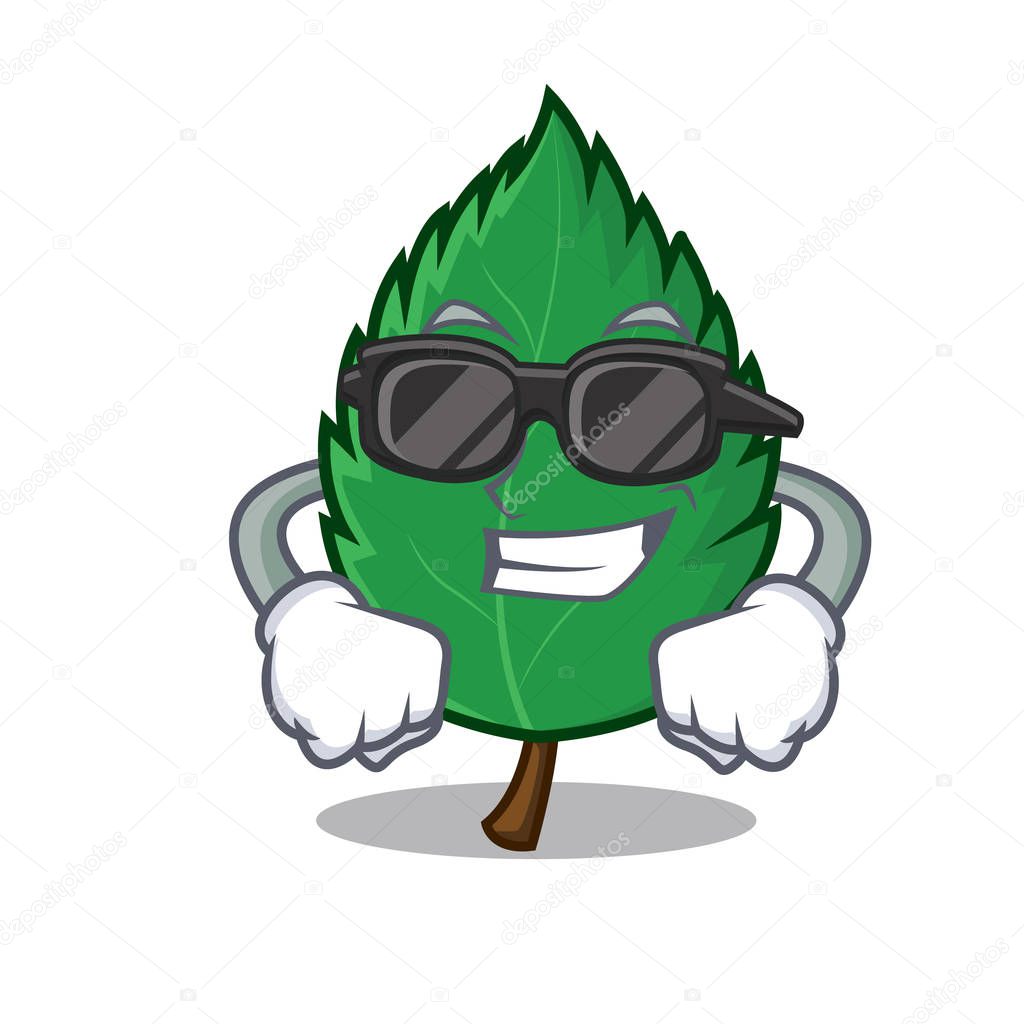 Super cool mint leaves character cartoon