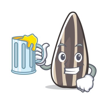 Suyu ayçiçeği tohum maskot karikatür ile